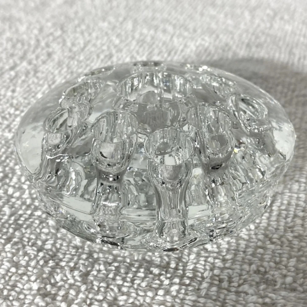 Vintage Clear Glass 10 Hole 3” Flower Frog Flower Holder Stem Holder Arrangement